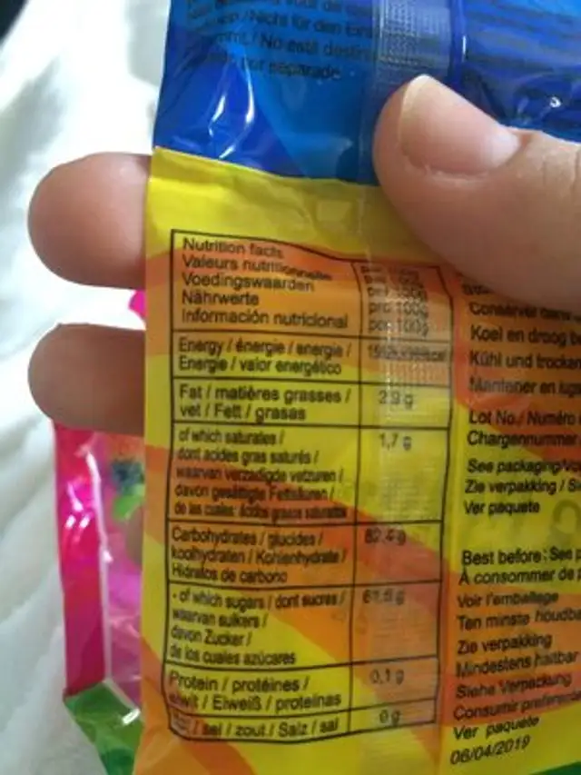Crazy roll ingredients label