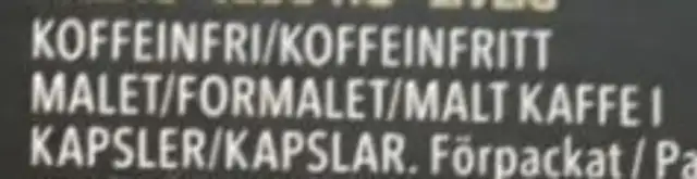 L'Or Kaffekapsler Ristretto Decaf 10stk ingredients label