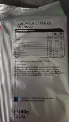 dosettes Tassimo ingredients label