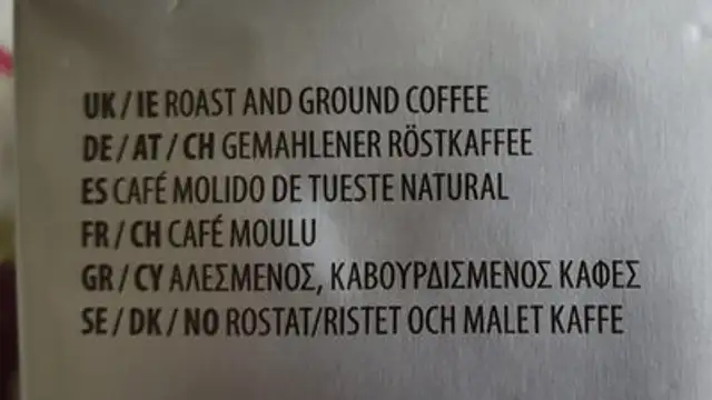 tassimo americano smooth ingredients label