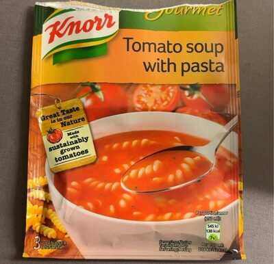 Tomato soup with pasta front packaging
