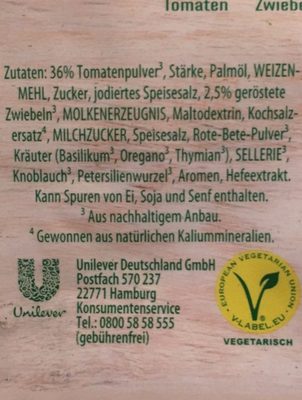 Tomaten Suppe Toscana ingredients label