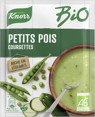 Knorr Soupe Déshydratée Bio Petit pois Courgettes Sachet 46g 2 Portions