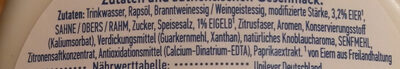 Hellman's mit Knoblauch Note ingredients label