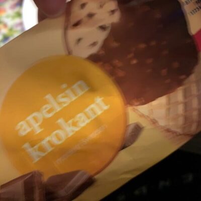 Apelsin krokant glass front packaging