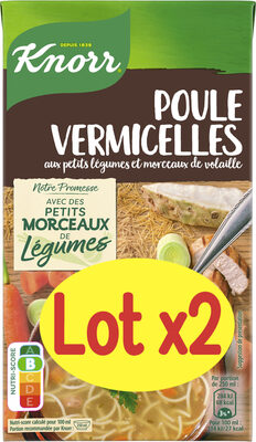 Knorr Soupe Liquide Poule Vermicelles Petits Légumes Lot 2x1L