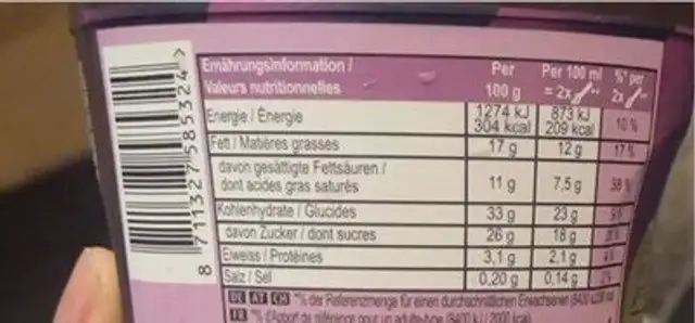 Pot Double Starchaser 440ml nutrition facts table