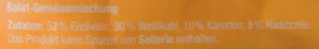 Blattsalat Rohkost Mix ingredients label
