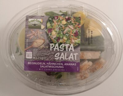 Pasta Salat: Reisnudeln, Hähnchen, Ananas Salatmischung