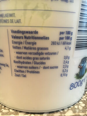 BOER'N YOGHURT naturel nutrition facts table