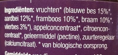 Fruitbeleg Bos vruchten ingredients label