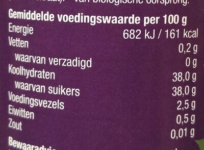 Fruitbeleg Bos vruchten nutrition facts table