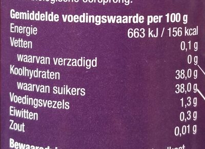 Fruitbeleg Kersen nutrition facts table