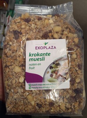 Krokente muesli noten en fruit front packaging