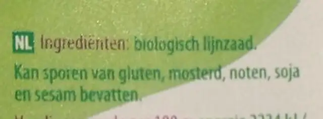 Lijnzaad ingredients label