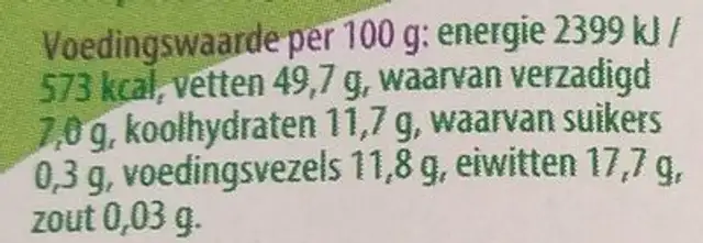 Sesamzaad nutrition facts table
