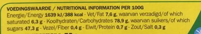 Liquorice nutrition facts table