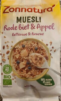 Muesli rode biet & appel front packaging