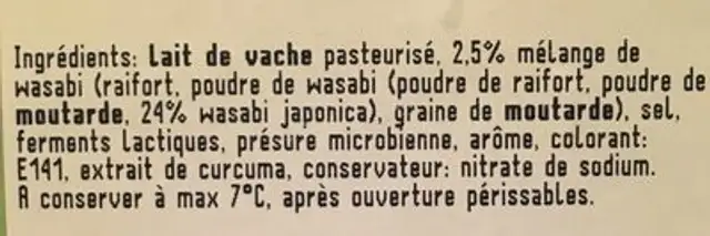 Wasabi ingredients label