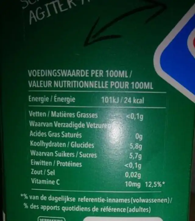 Appel nutrition facts table