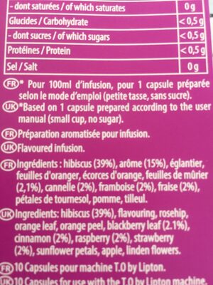 To fruits rouges ingredients label