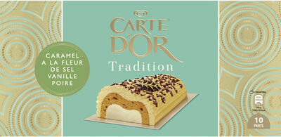Carte D'or Tradition Glace Buche Tradition Caramel Fleur de Sel Vanille Poire 10 parts 1L front packaging