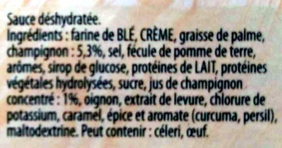 Knorr Sauce Déshydratée Champignons ingredients label