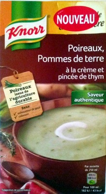 Poireaux, pommes de terre à la crème et pincée de thym front packaging