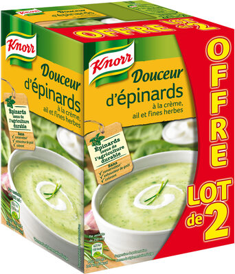 Knorr Douceur d'épinards à la crème, ail et fines herbes lot de front packaging