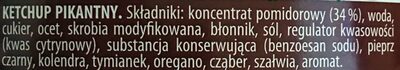 Ketchup ingredients label