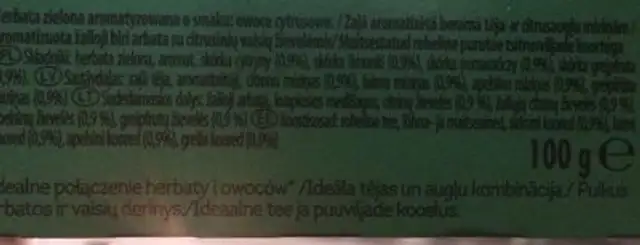Thé vert Lipton citrus ingredients label