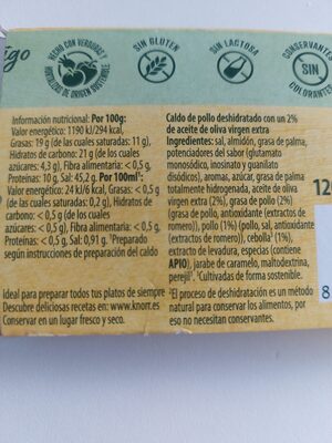 pastillas para caldo de pollo ingredients label