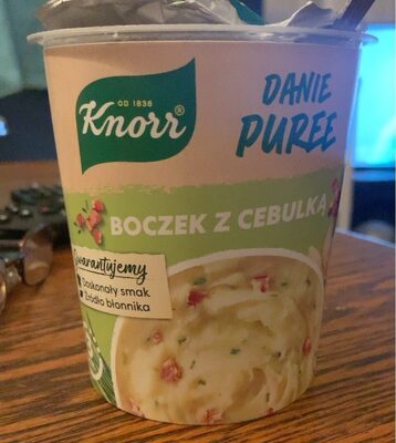 Danie puree boczek z cebulką