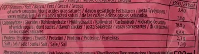 Demae Ramen Crevettes nutrition facts table