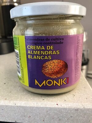 Crema de almendras blancas front packaging