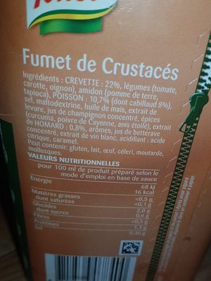 600G Fumet Crustace Knorr ingredients label