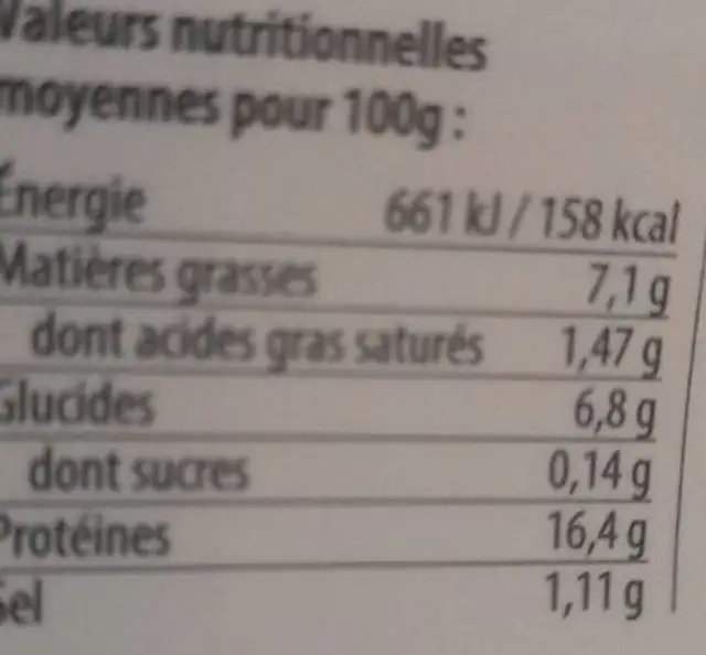 Moules cuites assaisonnées au thyl et romarin nutrition facts table