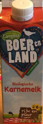 Boer En Land Karnemelk Biologisch 500 ML Per Pak, Doos 6 Pakken front packaging