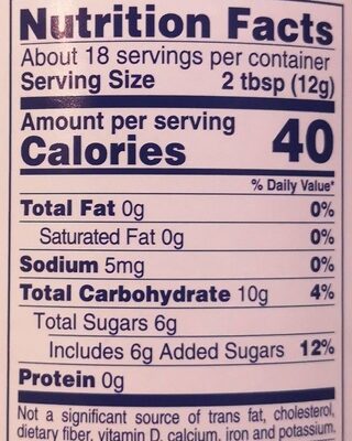 Marshmallows fluff nutrition facts table