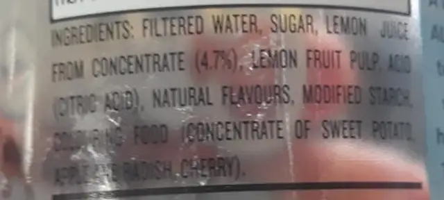 Triple melon lemonade ingredients label