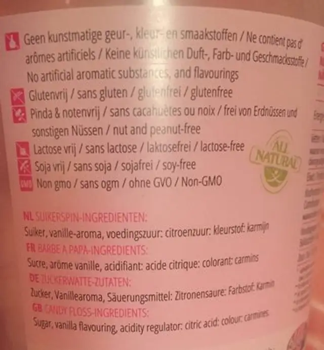 Jimmy's barbe a papa ingredients label