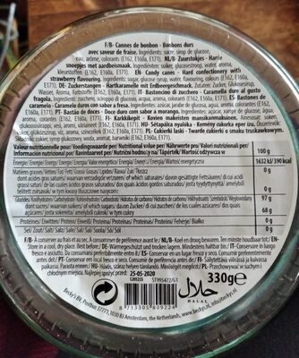 Sucre d'orge nutrition facts table