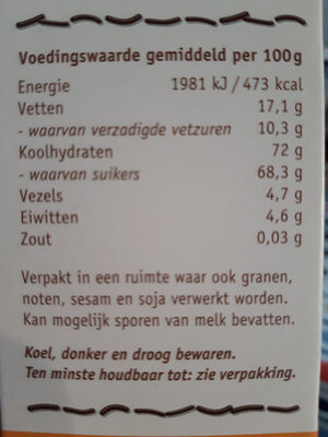 hagelslag ingredients label