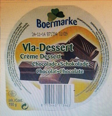 Boermarke Vla-Dessert Chocolade(12x150ml/150g) front packaging