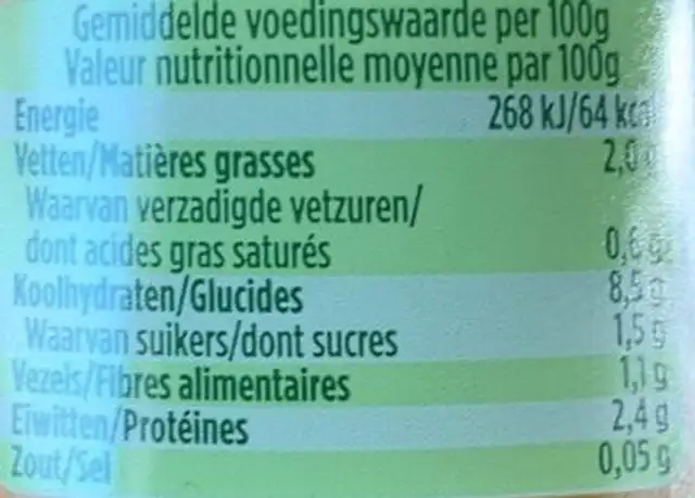Légumes du jardin et boeuf nutrition facts table