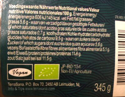 Mugi Miso nutrition facts table