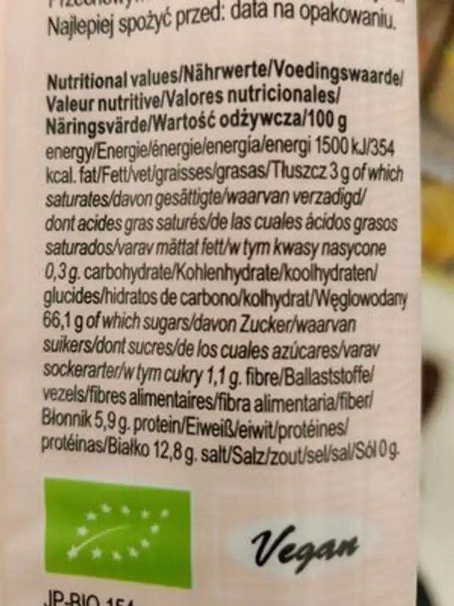 Spaghetti Soba Sarrasin nutrition facts table