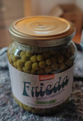 Bio-Erbsen im Glas front packaging