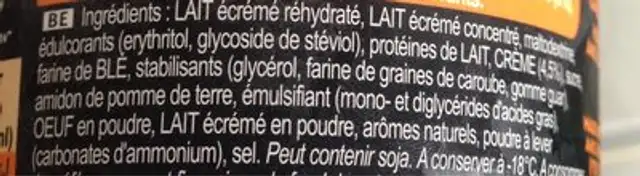 Salted caramel cake ice cream ingredients label