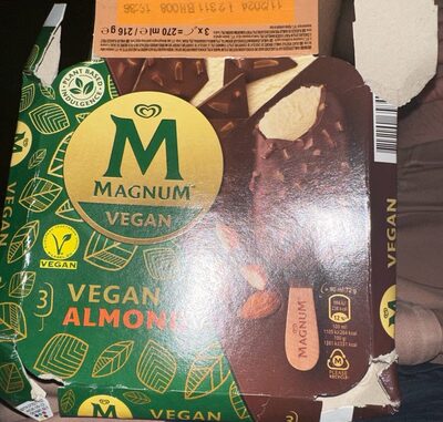 MAGNUM Glace Bâtonnet Amande Vegan 3x90ml